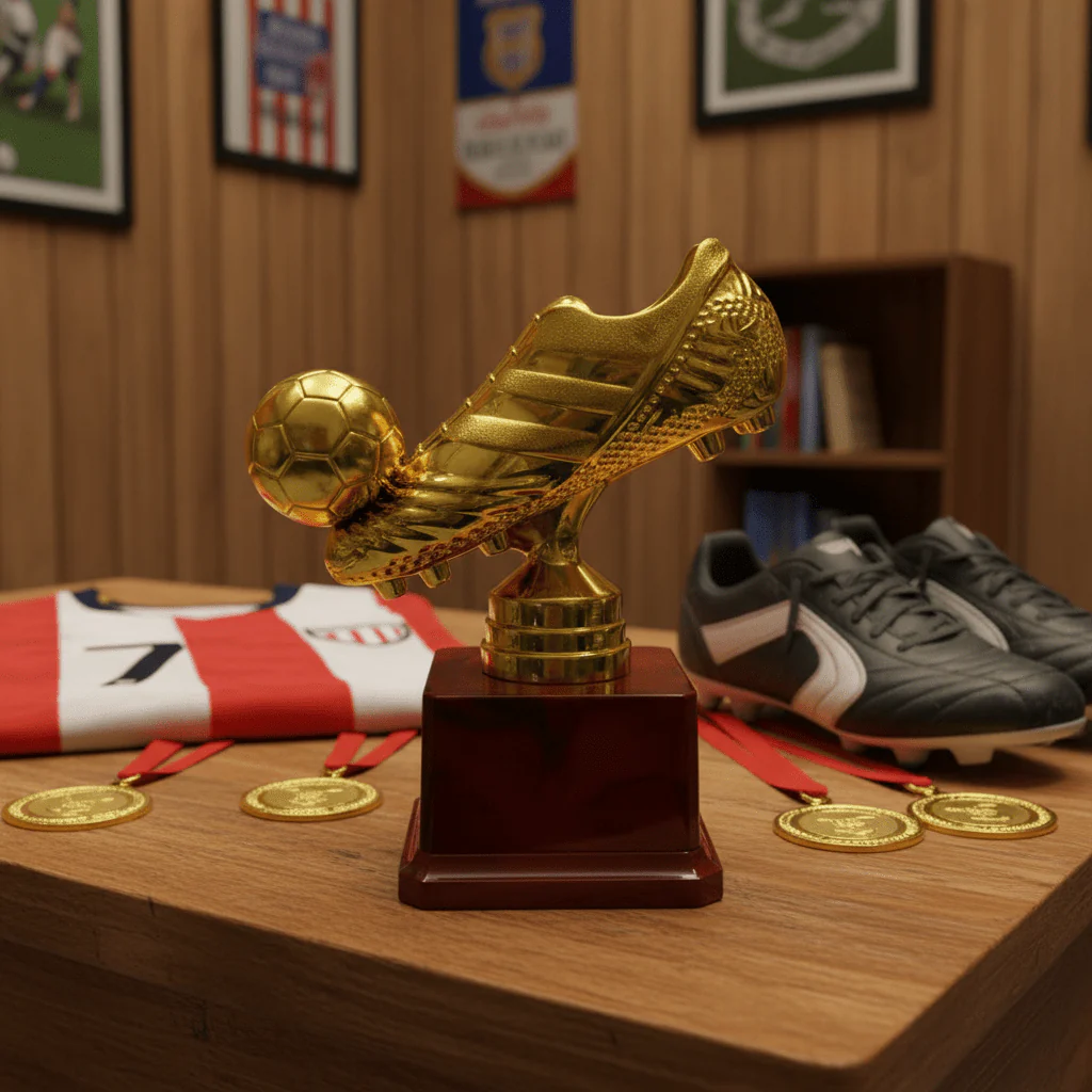 Gold Plastic Football Trophy – Golden Boot & Ball Award | 17×13cm | - Image 3