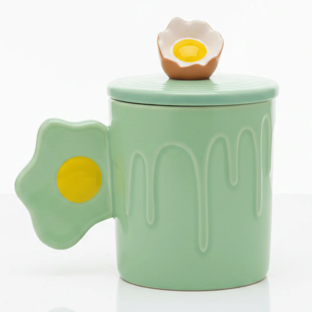Bloom Drip Ceramic Mug With Lid — Mint Green | 350ml
