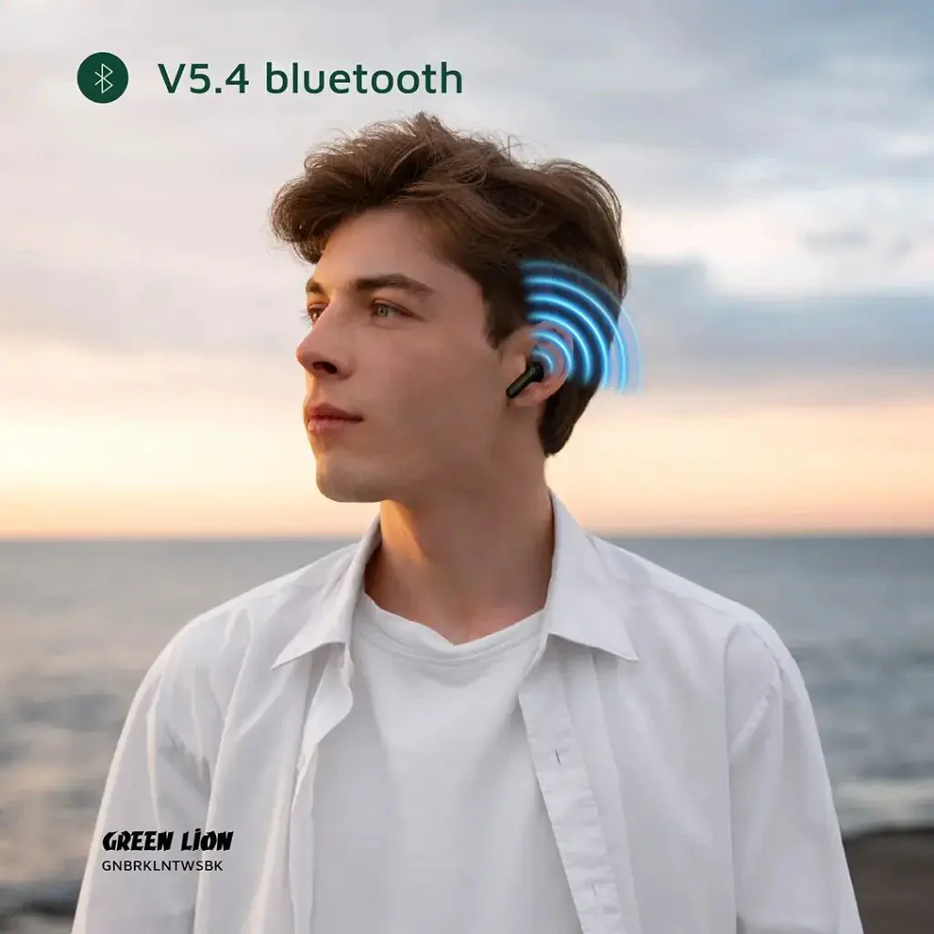 Green Lion Brooklyn True Wireless Earbuds with Voice Assistant, 4 Hours Playtime, Built-in Microphone, HiFi Sound, Touch Control, Dual-Mic - Black - Image 8