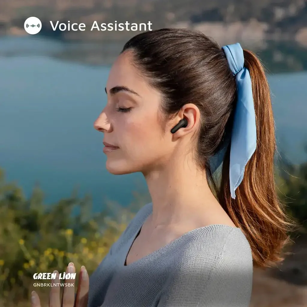 Green Lion Brooklyn True Wireless Earbuds with Voice Assistant, 4 Hours Playtime, Built-in Microphone, HiFi Sound, Touch Control, Dual-Mic - Black - Image 9