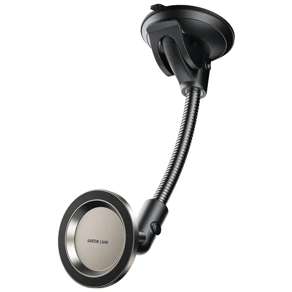 Green Lion GX-65 MagSafe Car Phone Holder, Washable Suction Base, Ultra-Strong N52 Magnets - Black