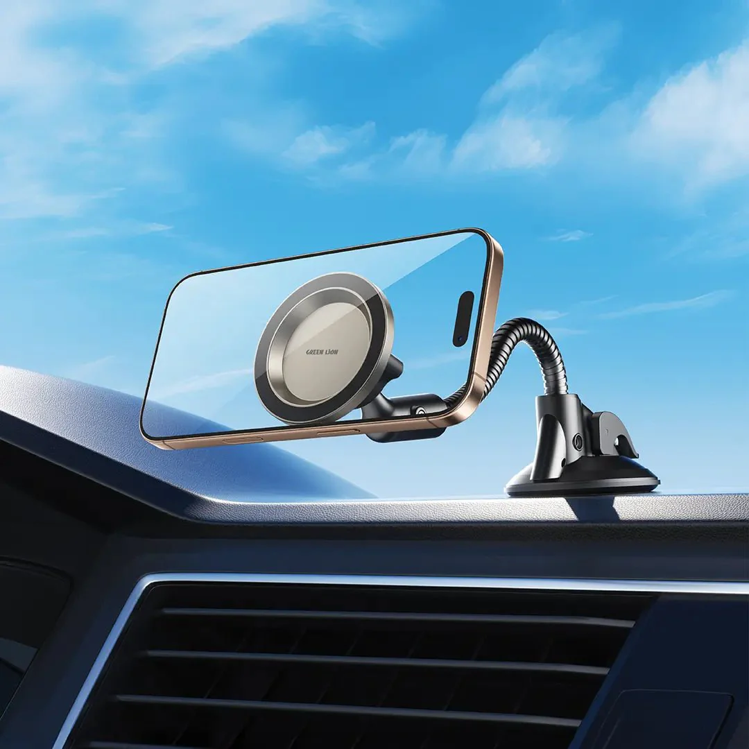 Green Lion GX-65 MagSafe Car Phone Holder, Washable Suction Base, Ultra-Strong N52 Magnets - Black - Image 3