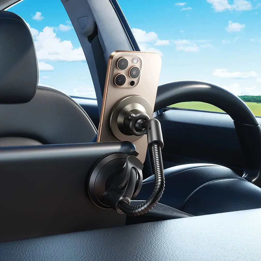 Green Lion GX-65 MagSafe Car Phone Holder, Washable Suction Base, Ultra-Strong N52 Magnets - Black - Image 4
