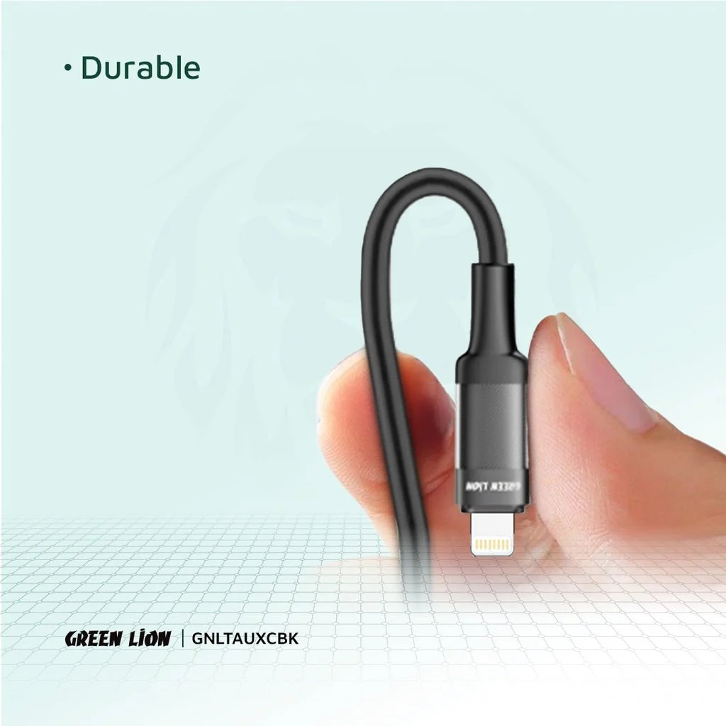 GREEN LION Lightning to AUX Braided 1 meter Cable - Black - Image 4