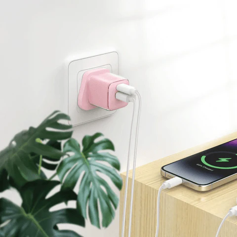 Green Lion Reva Dual Port Wall Charger 20W PD Fast Charge, QC 3.0 18W, Pink - Image 2