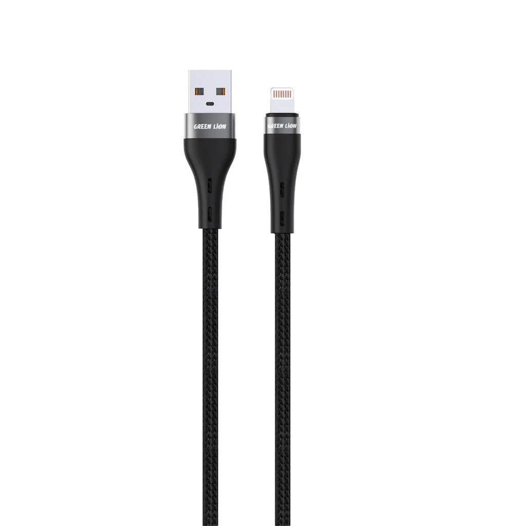 GREEN LION USB-A to Lightning Braided 1 meter Cable  - Black