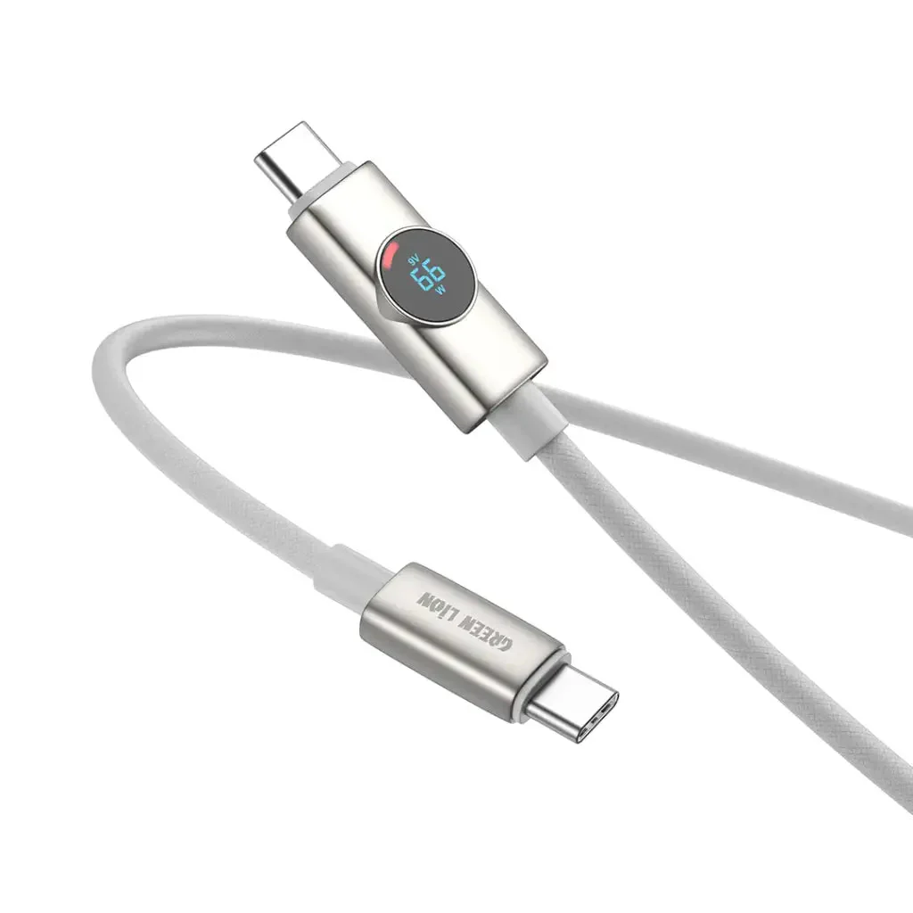Green Lion Volt Display USB-C to USB-C Nylon Braided Cable 1m Length, 100W - Titanium - Image 2