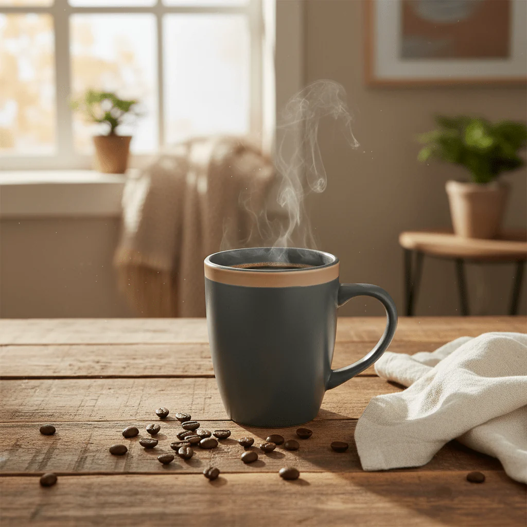 Matte Grey Ceramic Mug with Elegant Handle — 300ml - Image 2