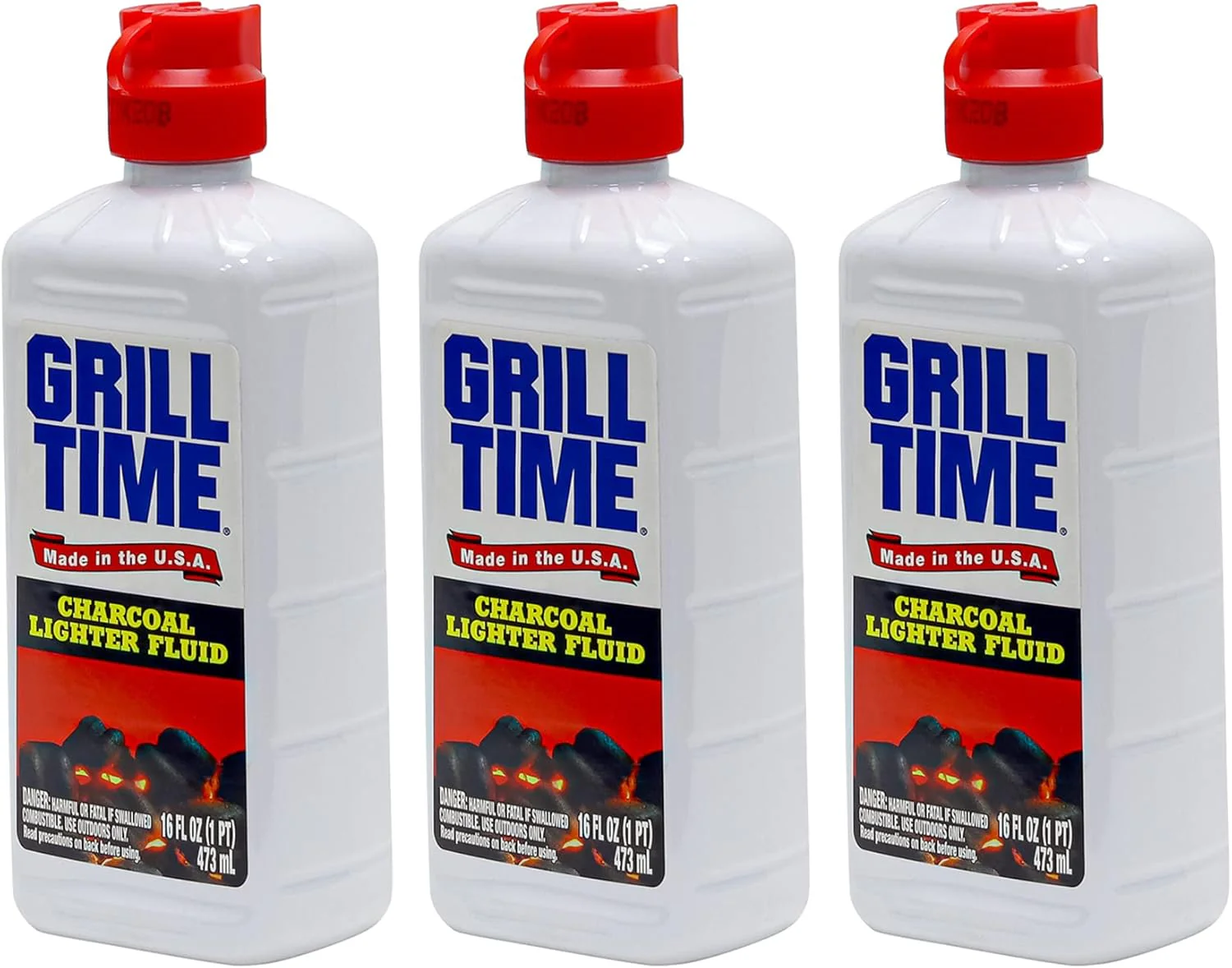 GRILL Time Charcoal Lighter Fluid BBQ fire fluid. Barbecue lighter. Quickly & Easily Ignite BBQ Grills With Lighter Fluid. odorless fluid Pack of 3