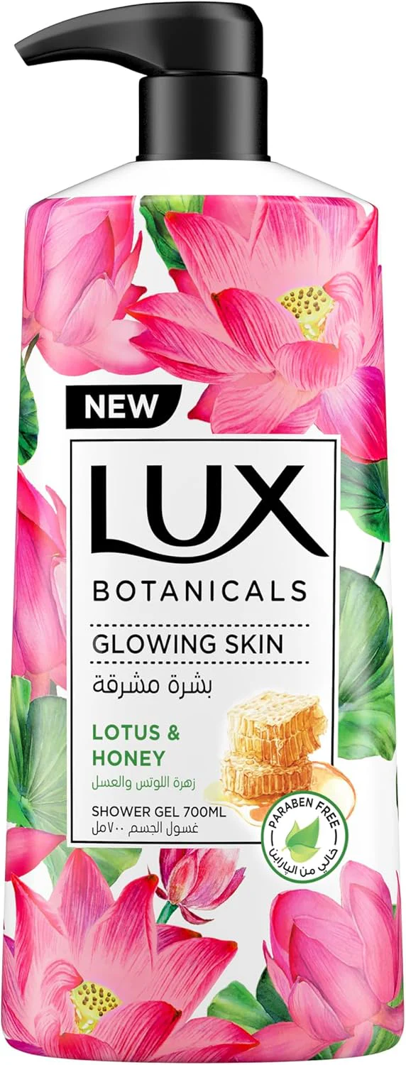 LUX Botanicals Body Wash, Glowing Skin, Lotus & Honey, with 100% natural extracts suitable for all skin types, 700ml