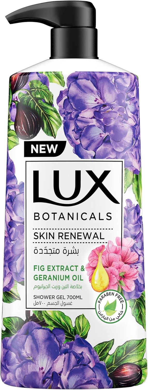LUX Botanicals Body Wash, Skin Renewal, Fig & Geranium Oil, with 100% natural extracts suitable for all skin types, 700ml