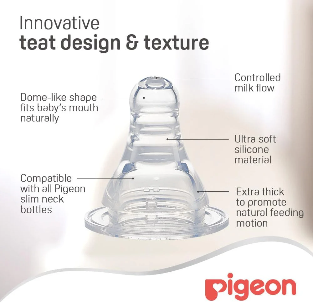 Pigeon Slim Neck Glass Feeding Bottle, White Cap, Ultra-Soft Silicone, Anti-Colic, Bpa & Bps Free, 200Ml, Multicolor - Image 3
