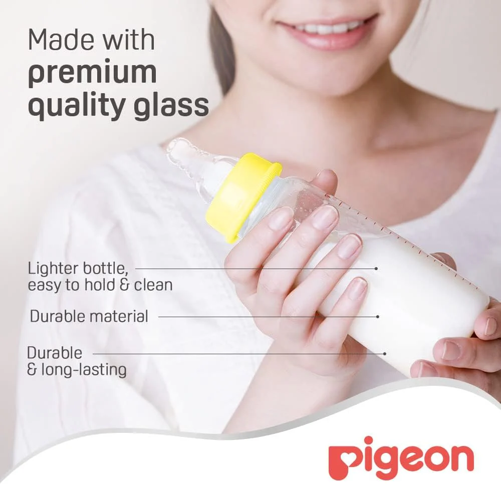 Pigeon Slim Neck Glass Feeding Bottle, White Cap, Ultra-Soft Silicone, Anti-Colic, Bpa & Bps Free, 200Ml, Multicolor - Image 5