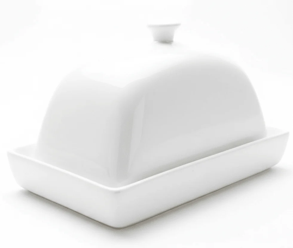 Symphony Elegant Rectangular White Ceramic Butter Dish