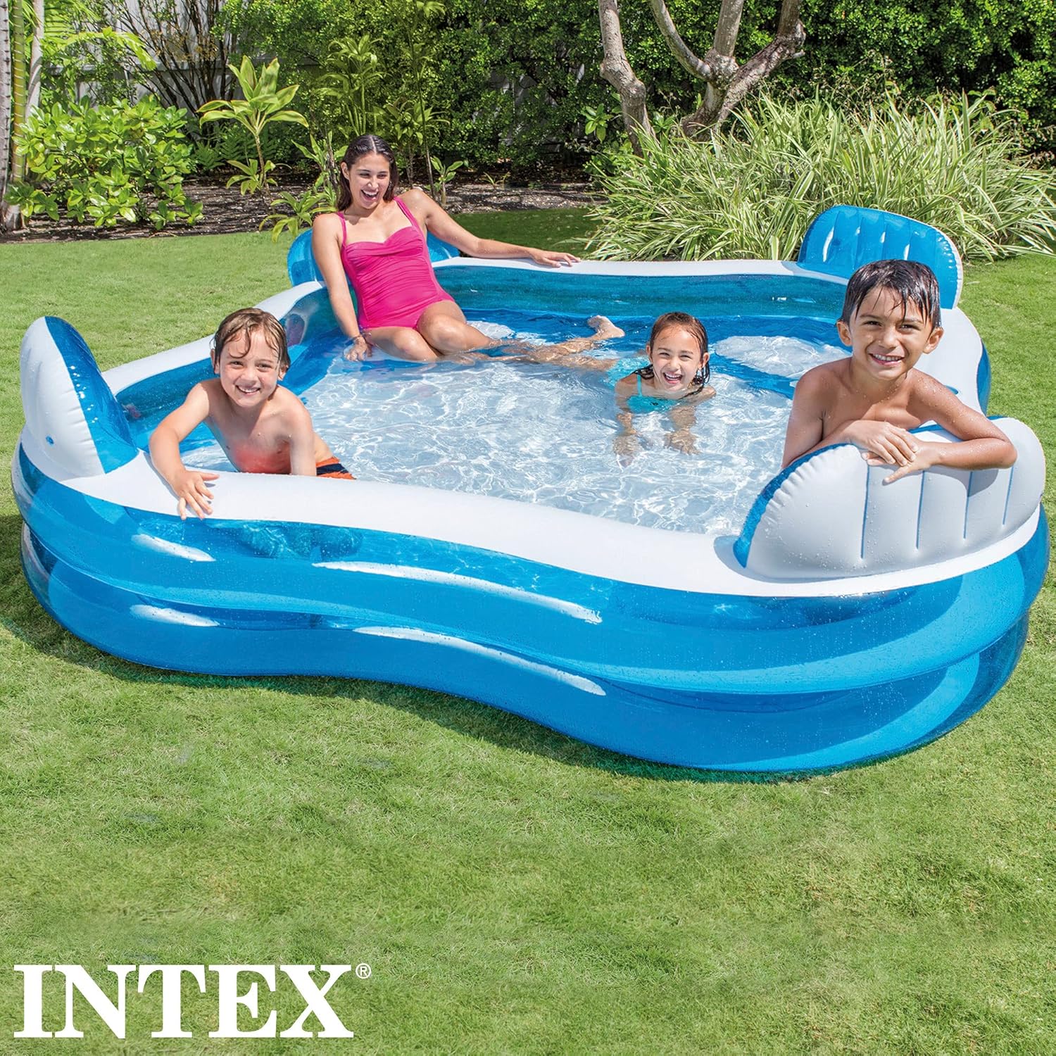 Intex Swim Center Family Lounge Pool – Blue & White | 229 x 229 x 66 cm - Image 2