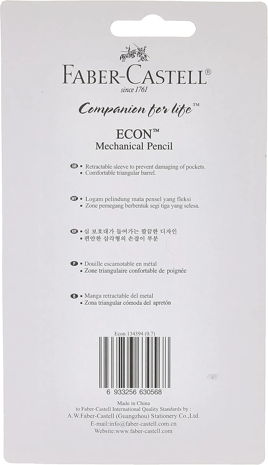 Faber-Castell ECON Mechanical Pencil 0.7mm – Pack of 3 + 1 Refill Tube, Multicolor - Image 2