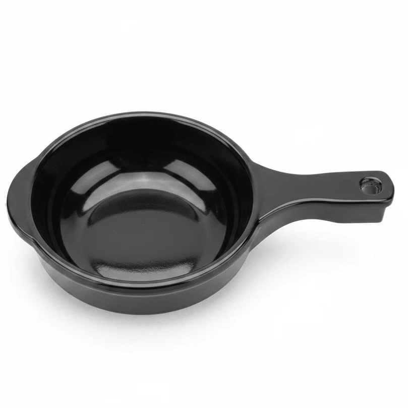 Harmony Black Melamine Serving Bowl with Handle 12 cm Durable Bowl for Serving Curry Snacks and Side Dishes with Easy Grip