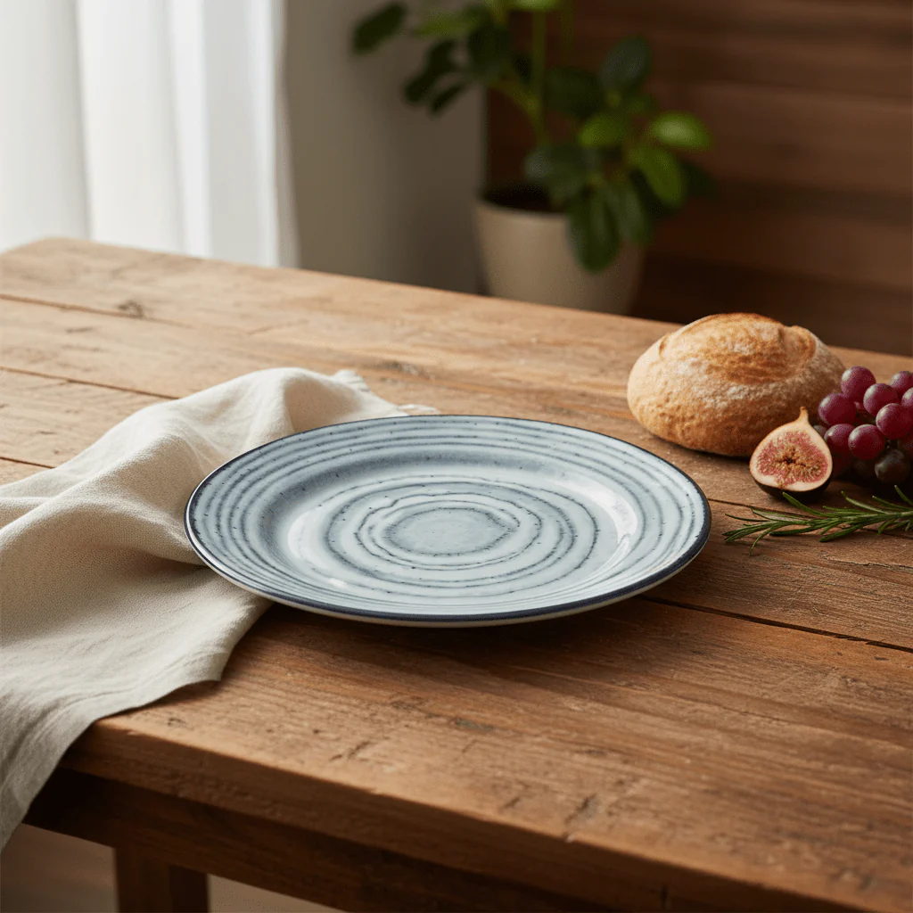 Harmony Melamine Blue Decorative Pattern Plate Multi-Purpose Serving Plate for Meals and Snacks – 8.5 Inch - Image 2