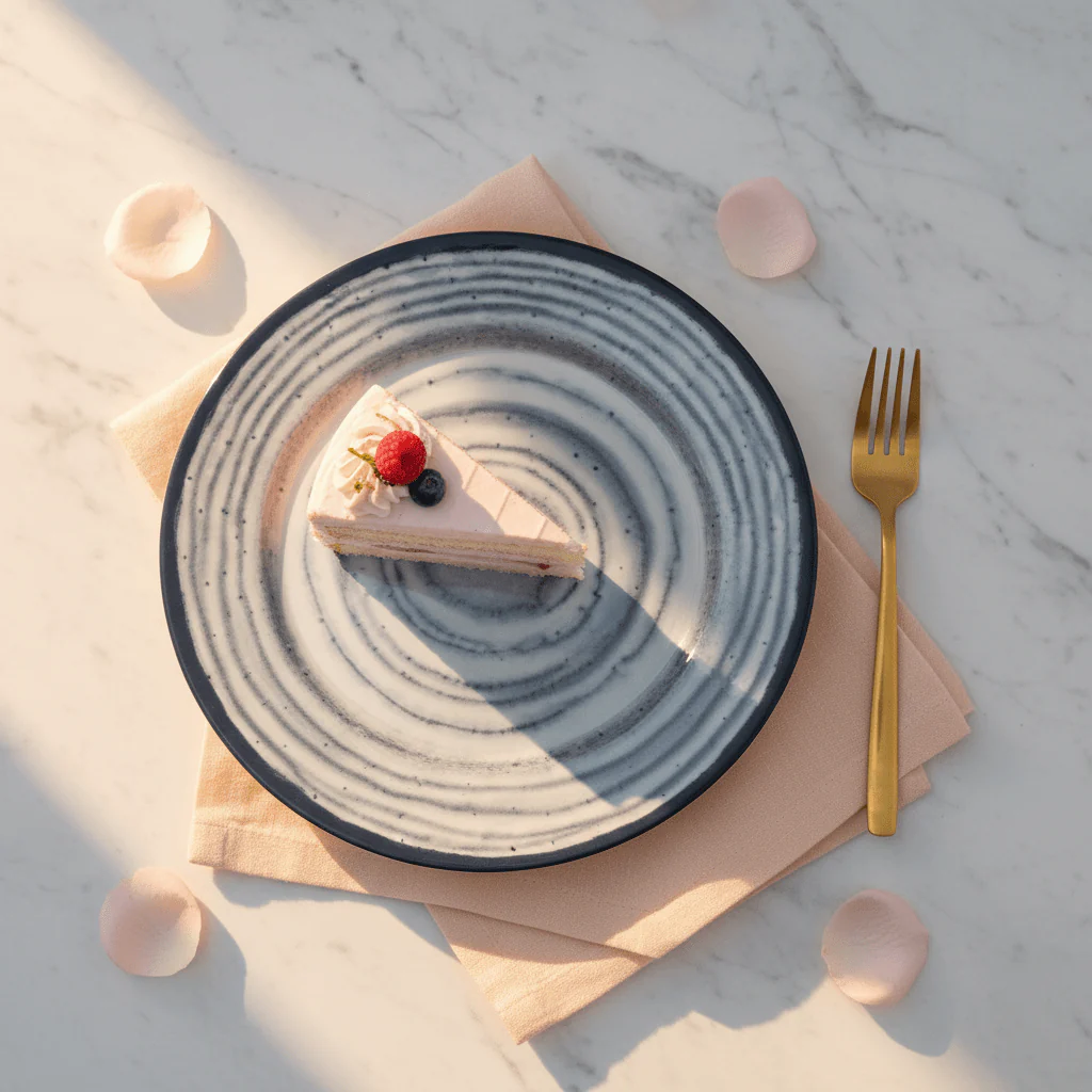 Harmony Melamine Blue Elegant Pattern Round Dessert Plate Decorative Serving Plate for Cakes and Sweets – 7.5 Inch - Image 2