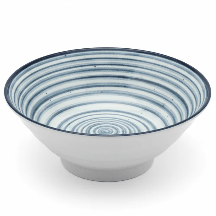 Harmony Melamine Blue Thread Design Decorative Bowl Medium Serving Bowl for Salads, Pasta and More – 9.5 Inch