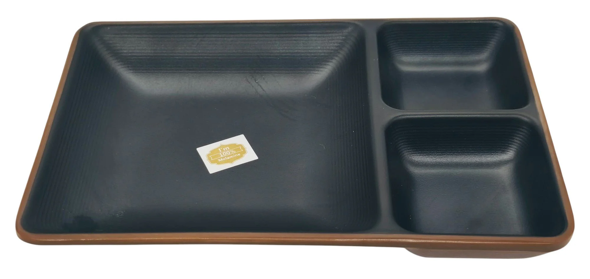 HARMONY Melamine 3-Section Plate 19cm*13cm*2.5cm, Brown/Black