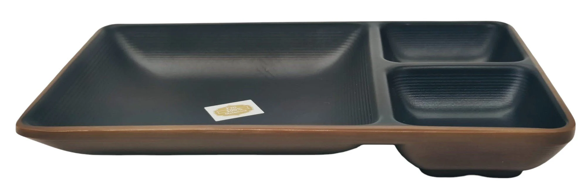HARMONY Melamine 3-Section Plate 19cm*13cm*2.5cm, Brown/Black - Image 3