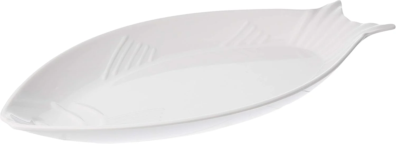 Harmony Melamine Horeca Serving Fish  Plate-45.5cmX20.7cmX3cm-White