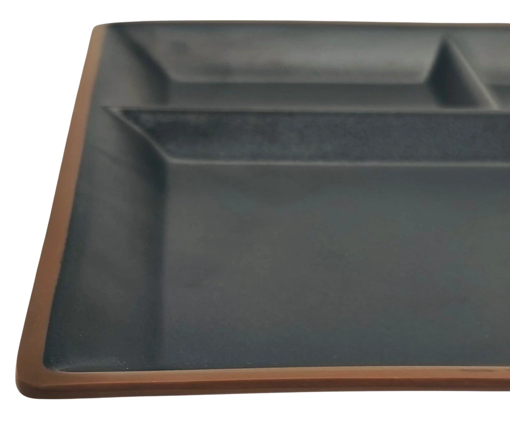 HARMONY Melamine Square 3-Section Serving Plate 26cm*26cm*2cm, Brown/Black - Image 3