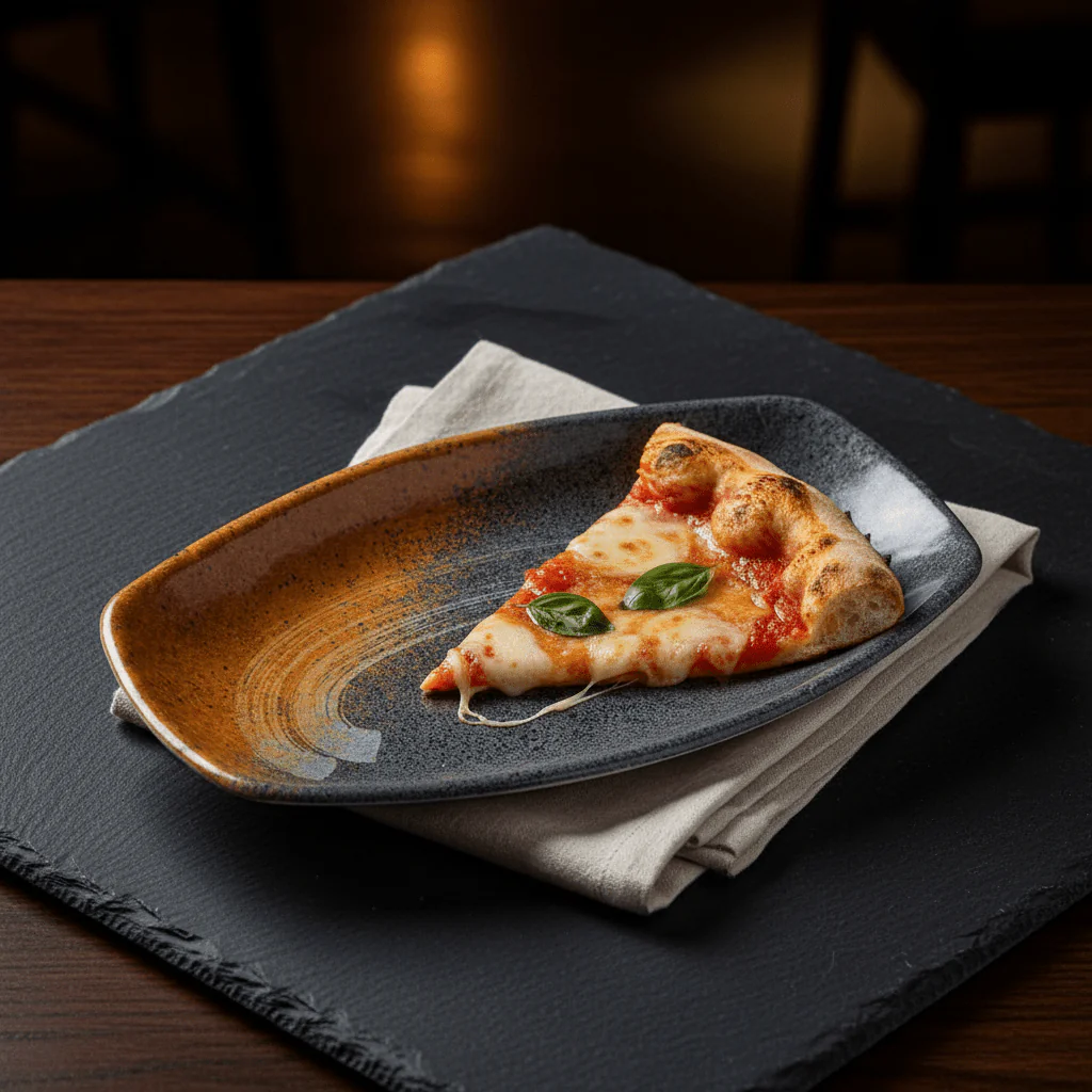 Harmony Oval Charcoal Grey Pattern Melamine Pizza Serving Plate Durable 24×18 cm - Image 2