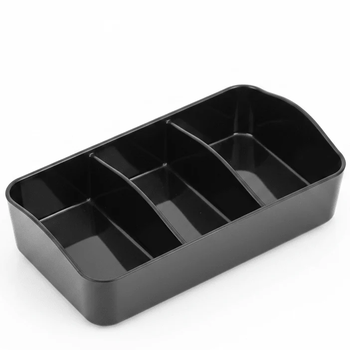 Harmony Premium Black 3-Section Melamine Tea Bag Organizer Tray 13×10 cm Serving Tray