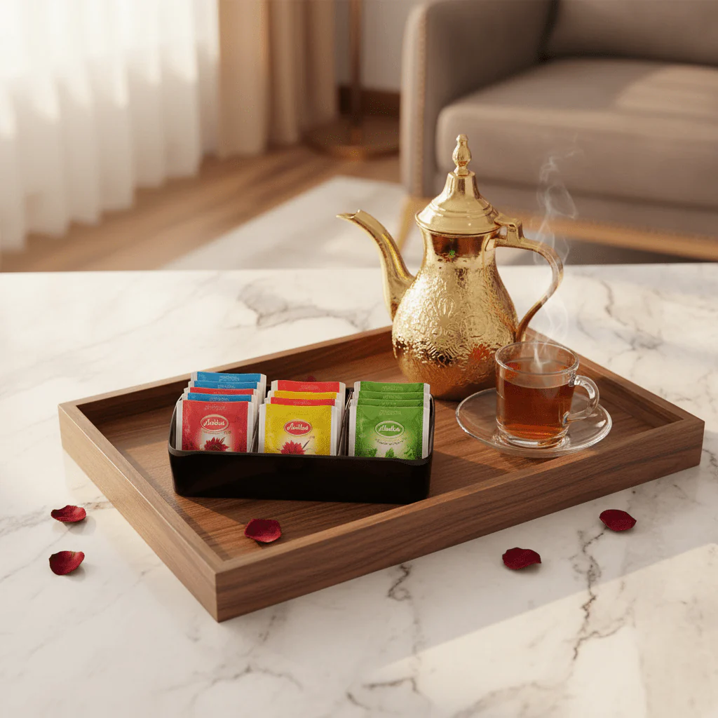 Harmony Premium Black 3-Section Melamine Tea Bag Organizer Tray 13×10 cm Serving Tray - Image 2