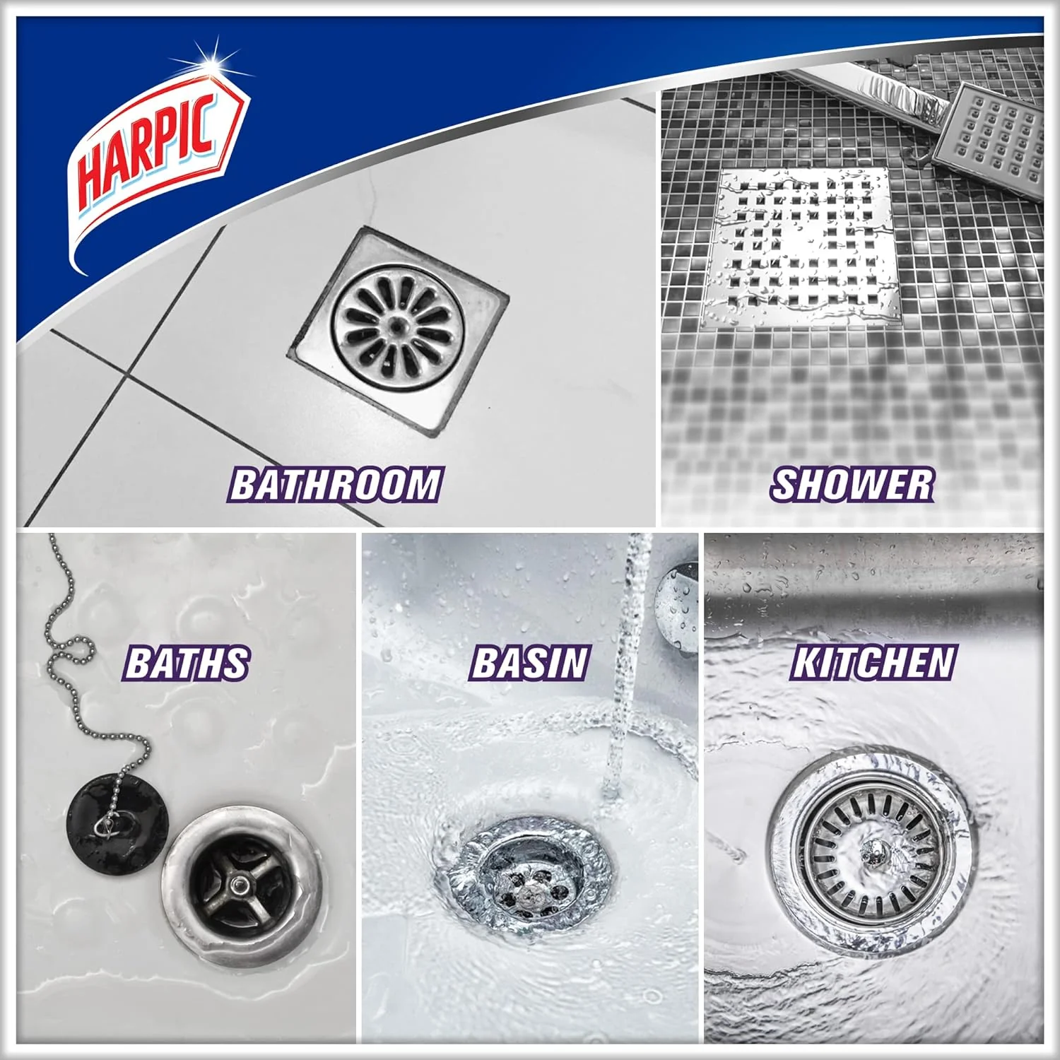 Harpic Powerful Drain Opener Gel for Bathroom, Basins, Toilet & Kitchen Drains, 1L - Image 2