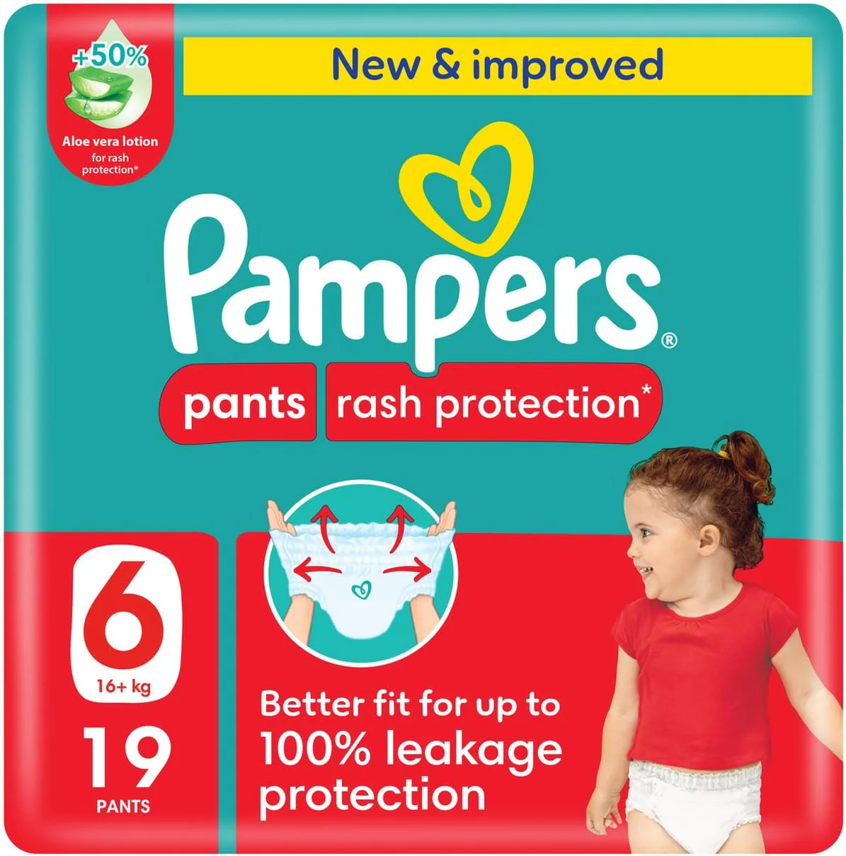 Pampers Rash Protection, Size 6, 16+ kg, Value Pack, 19 Diaper Pants