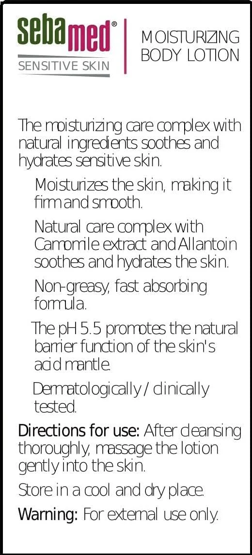 Sebamed Sensitive Skin Moisturizing Body Lotion 400ml – For Normal Skin - Image 2