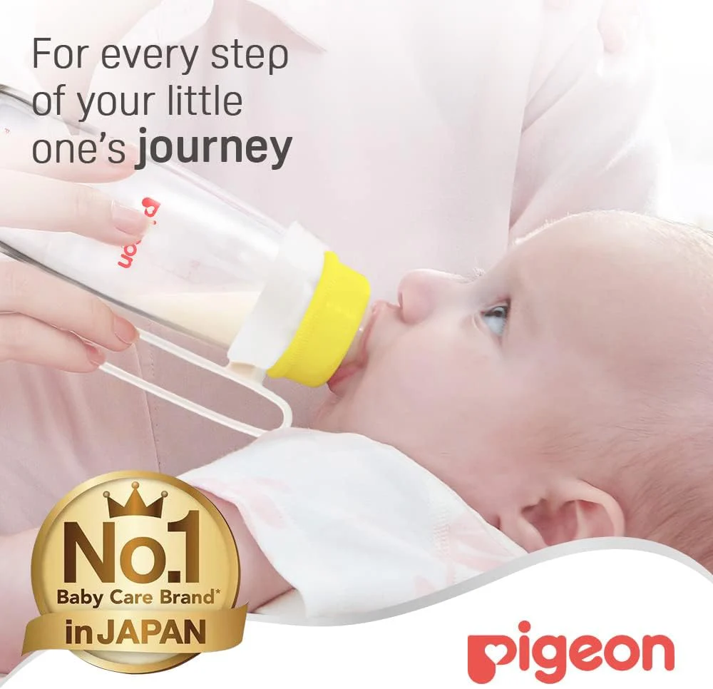 Pigeon Slim Neck Glass Feeding Bottle, White Cap With Handle, Ultra-Soft Silicone, Anti-Colic, Bpa & Bps Free, 240ml, Assorted Color - Image 7