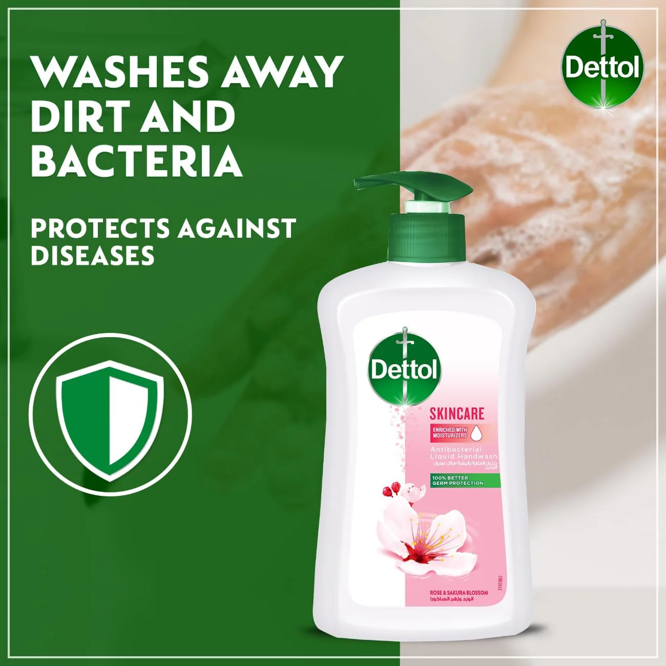 Dettol Skincare Liquid Handwash Pump, Rose & Sakura Blossom Scent, 400ml - Image 4