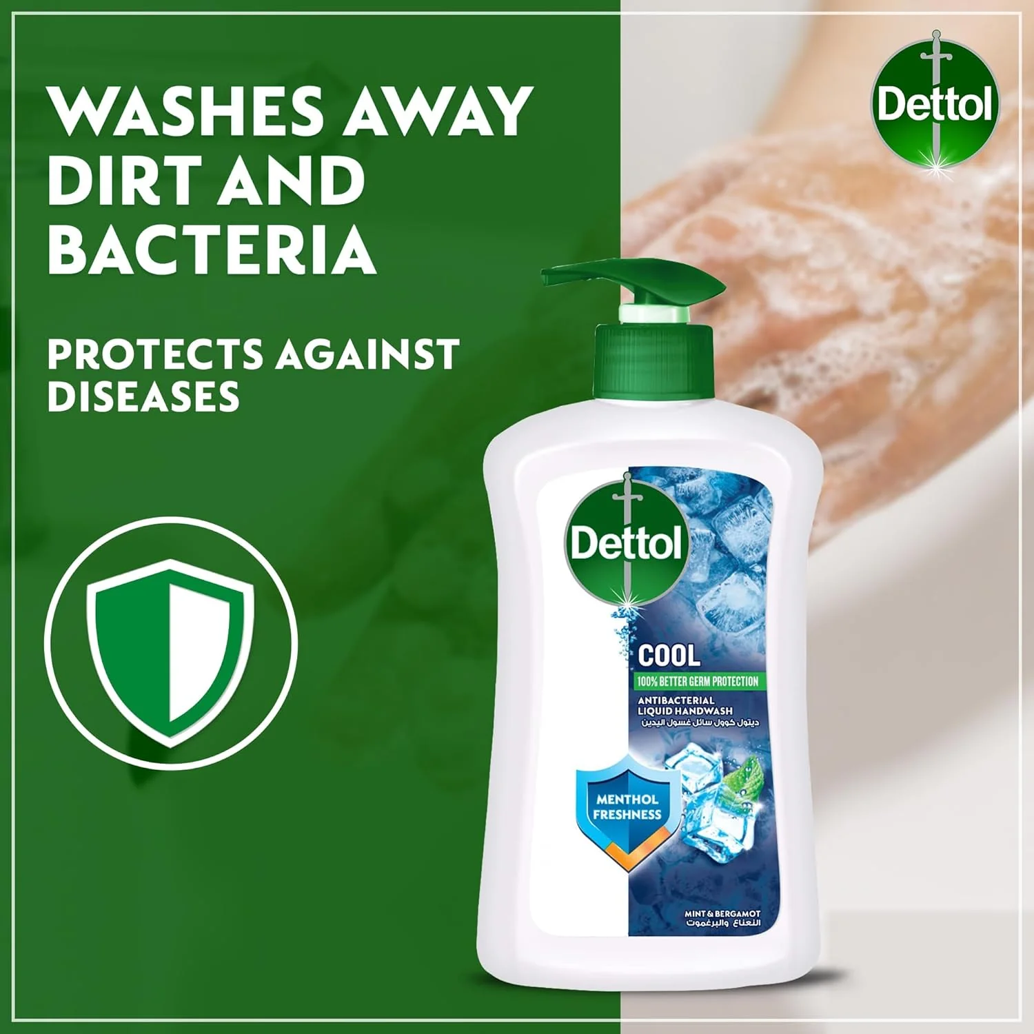 Dettol Cool Liquid Handwash Pump, Mint & Bergamot Scent, 400ml - Image 3