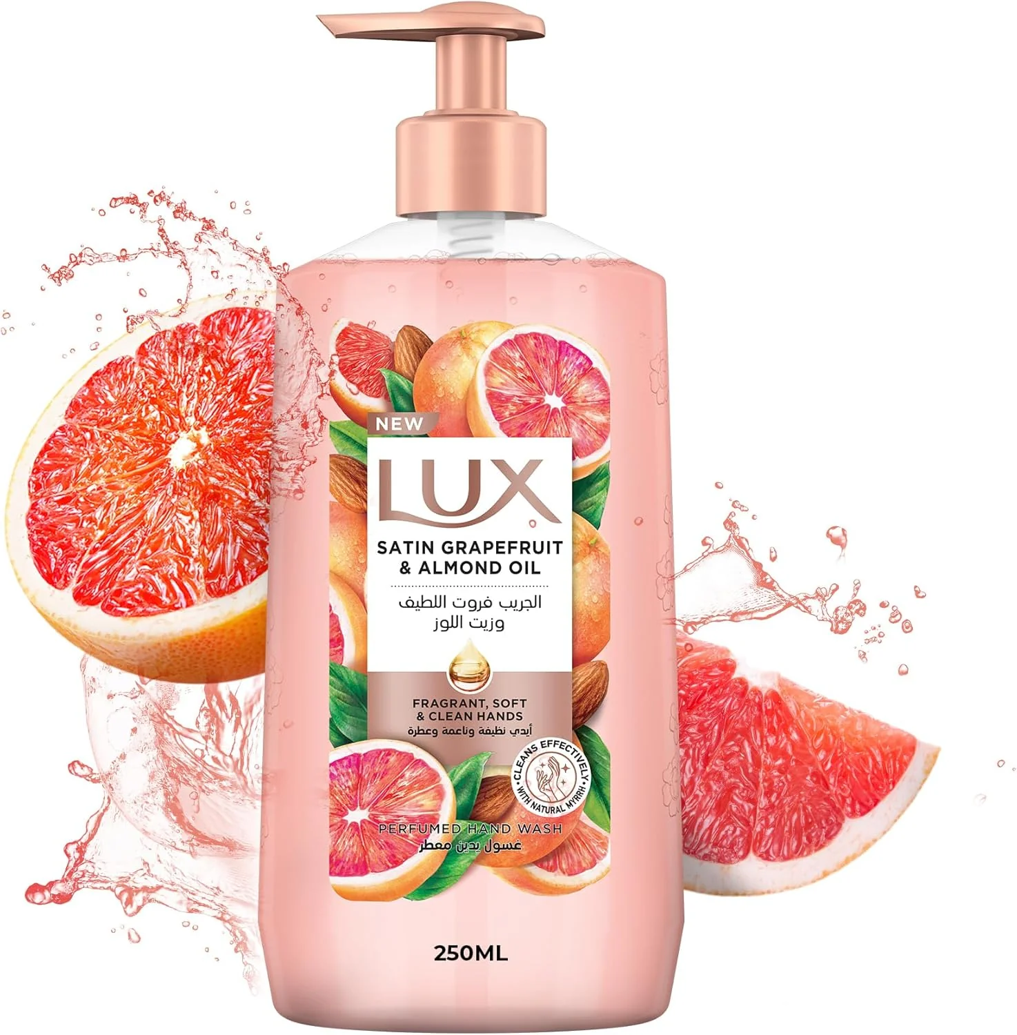 LUX Perfumed Hand Wash, Satin Grapefruit and Almond Oil, for Fragrant, Soft & Clean Hands, 250ml - Image 2
