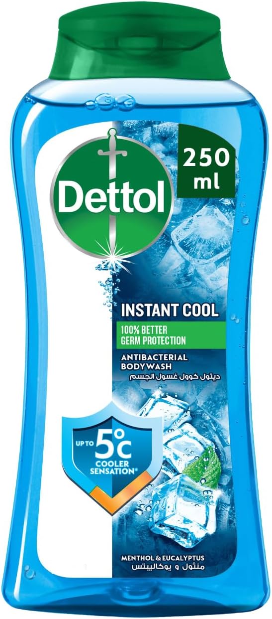 Dettol Cool Shower Gel & Body Wash, Menthol & Eucalyptus Scent, 250ml