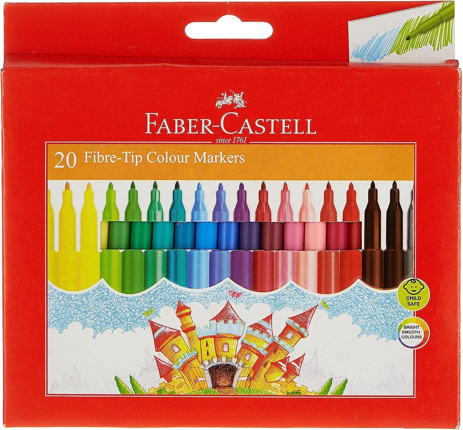 Faber-Castell 20 Fibre-Tip Colour Markers – Wallet Set