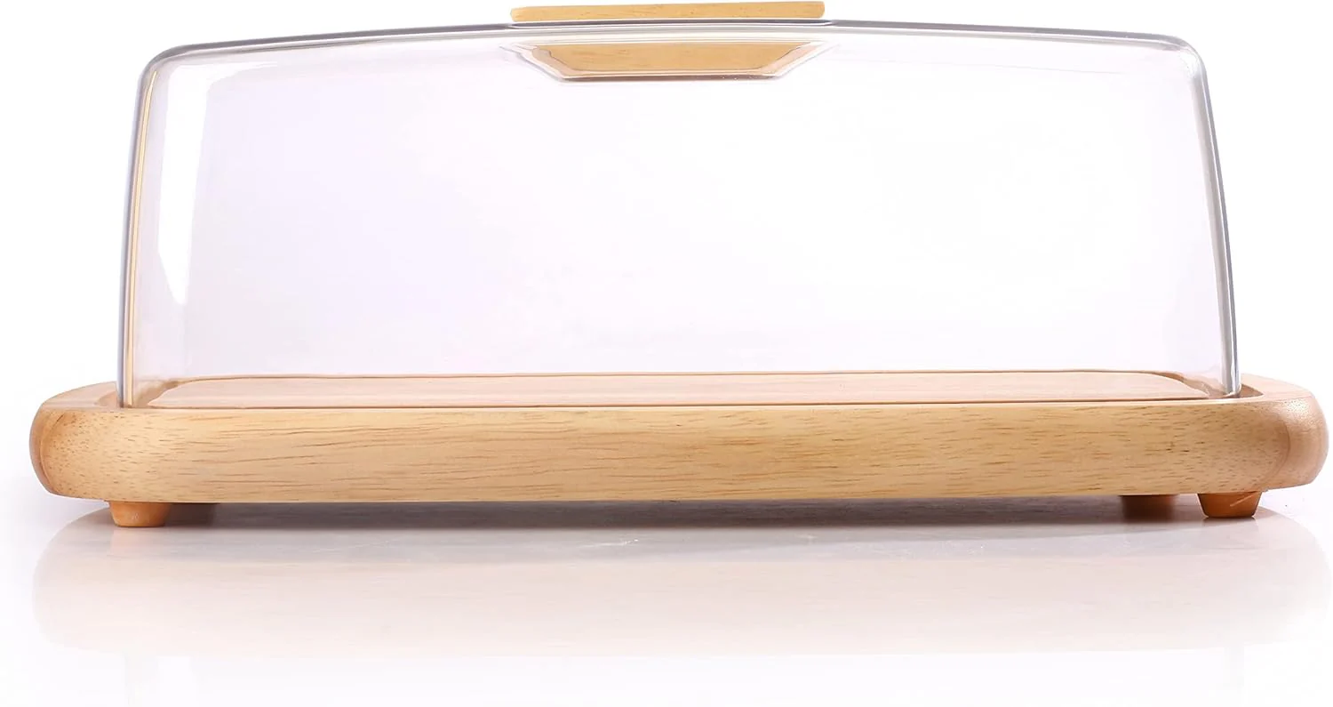 Billi Wooden Serving Tray, Cheese Dome With Acrylic Cover/ Lid, 30.5 X 17.5 X 12 Cm Wp 910, Beige - Image 2