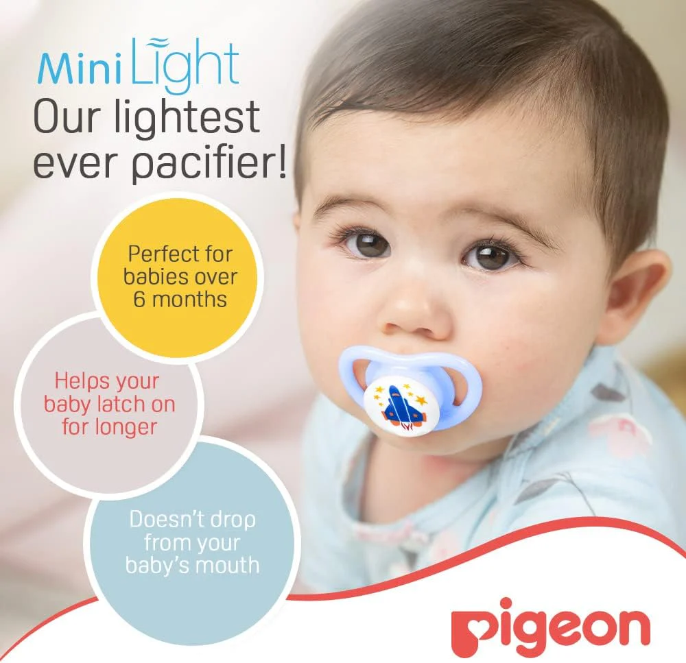 Pigeon Minilight Pacifier, Ultra Light Weight, Soft Silicone Nipple, More Air Flow, BPA Free, M Size, 6+ Months, Clear - Image 4