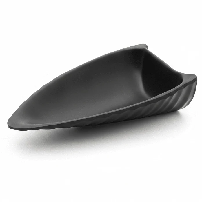 Hi-Luxe Black Melamine Leaf Snack Serving Plate 23 × 15 cm Stylish Leaf Design Plate for Serving Snacks Starters and Appetizers