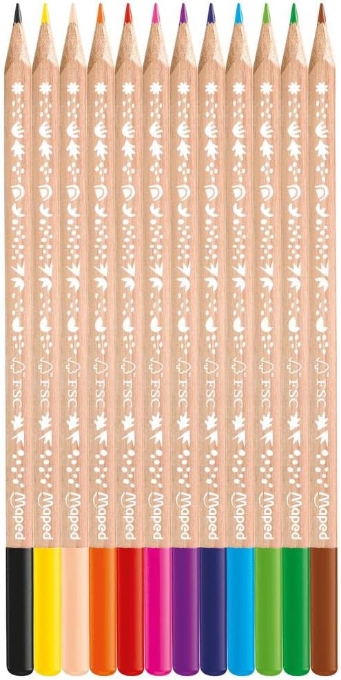 Maped Smiling Planet Natural Wood Coloured Pencils – Pack of 12 - Image 2