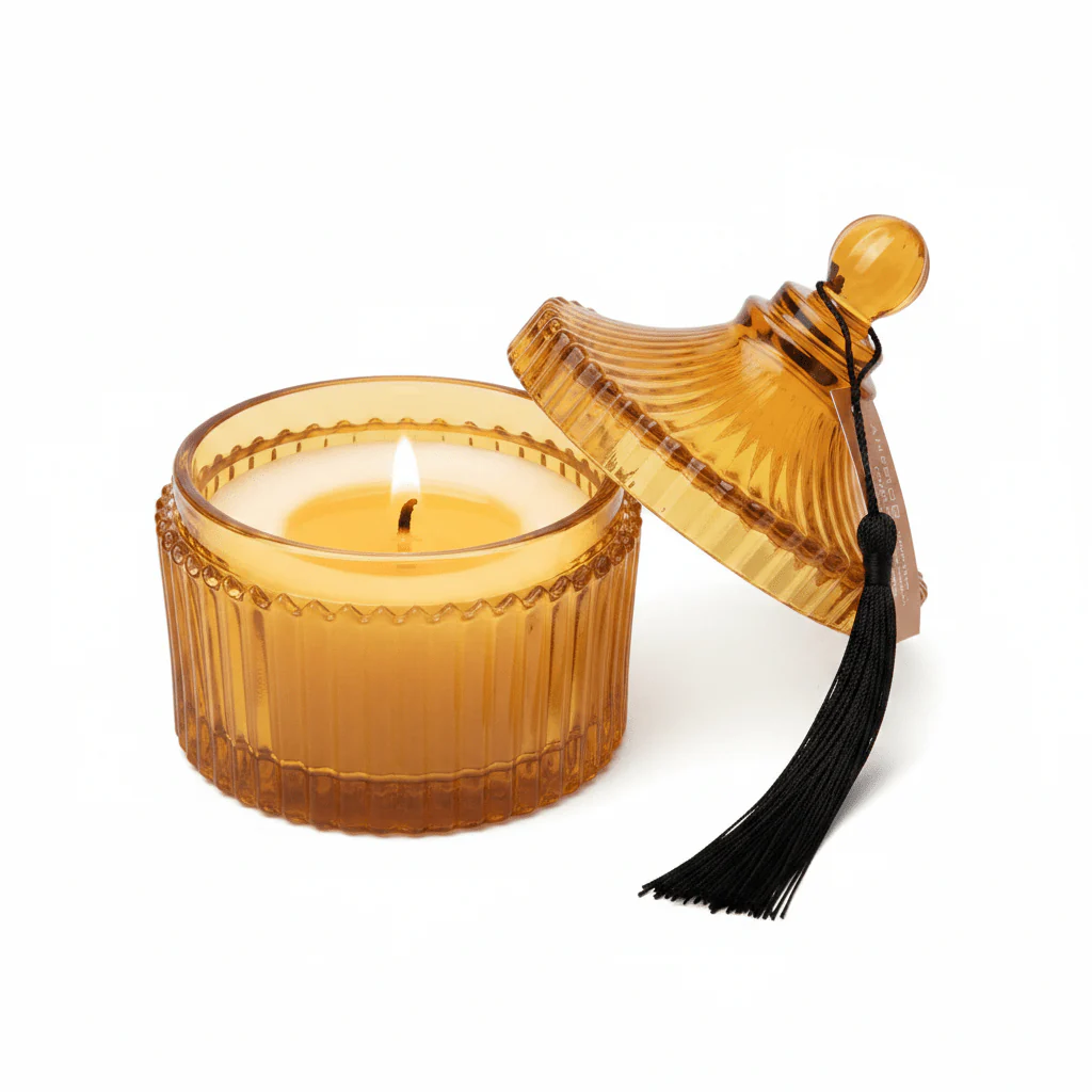 Home Fragrance Amber & Ginger Lily Luxury Aromatherapy Candle with Premium Glass Jar – 10 cm - Image 4