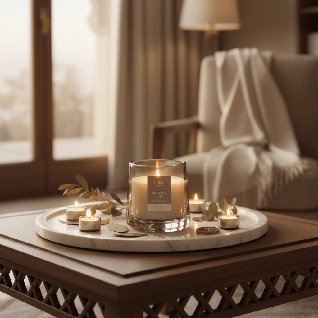 Home Fragrance Bay Leaf & Lime Large Aromatherapy Candle for Elegant Home Décor – 12 × 10 cm - Image 3