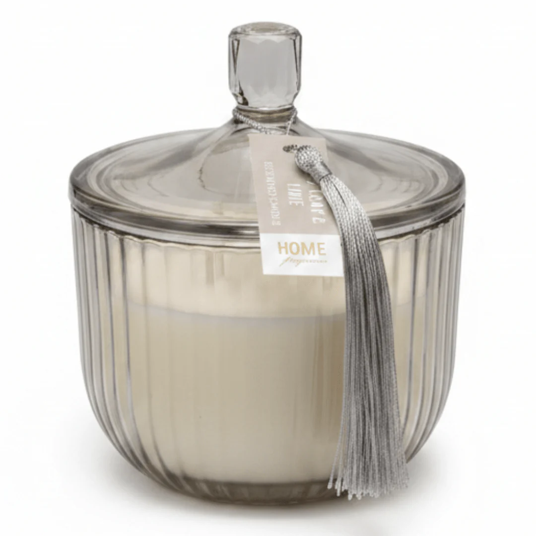 Home Fragrance Bay Leaf & Lime Premium Aromatic Candle with Elegant Glass Jar – 12 cm
