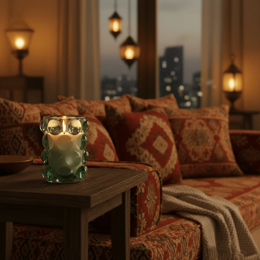 Home Fragrance Eucalyptus & Mint Spa Collection Scented Candle in Decorative Glass Cup – 12 cm - Image 2