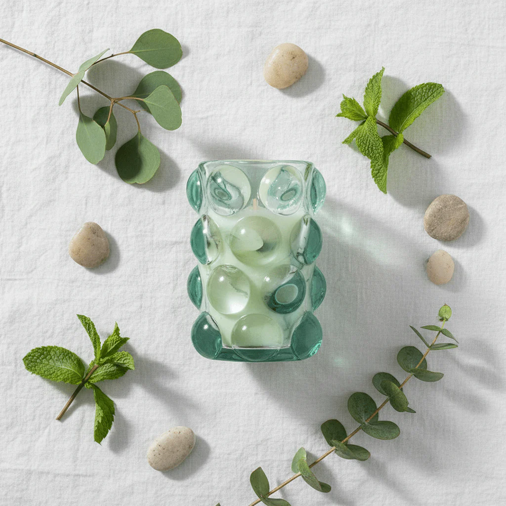 Home Fragrance Eucalyptus & Mint Spa Collection Scented Candle in Decorative Glass Cup – 12 cm - Image 3