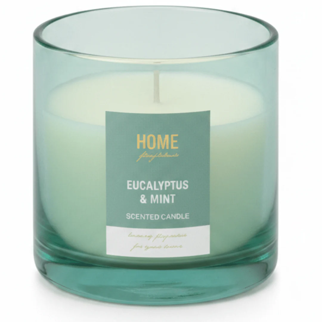 Home Fragrance Eucalyptus & Mint Spa Inspired Scented Candle for Relaxation – 12 × 10 cm